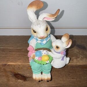 Vintage Current Inc. Easter Bunny With Baby Bunny Shelf Sitter OLA56